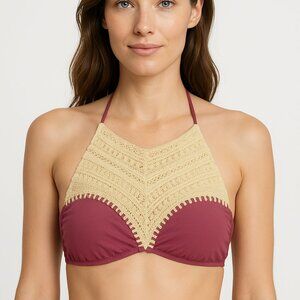 The Bikini Lab Halter Crochet Bikini Swim Top